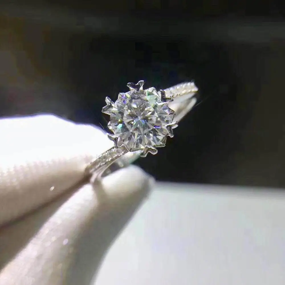 Круглое серебряное кольцо с муассанитом 1ct D VVS роскошное кольцо с муассанитом Weding для женщин