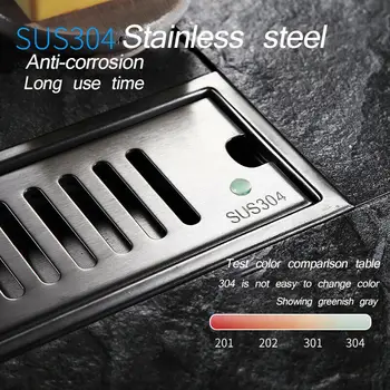 

Anti-odor Drains Recgangle Linear Waste Drainer Bathroom Floor Drain Cover Stopper Bathroom Shower Drain Hair Catcher