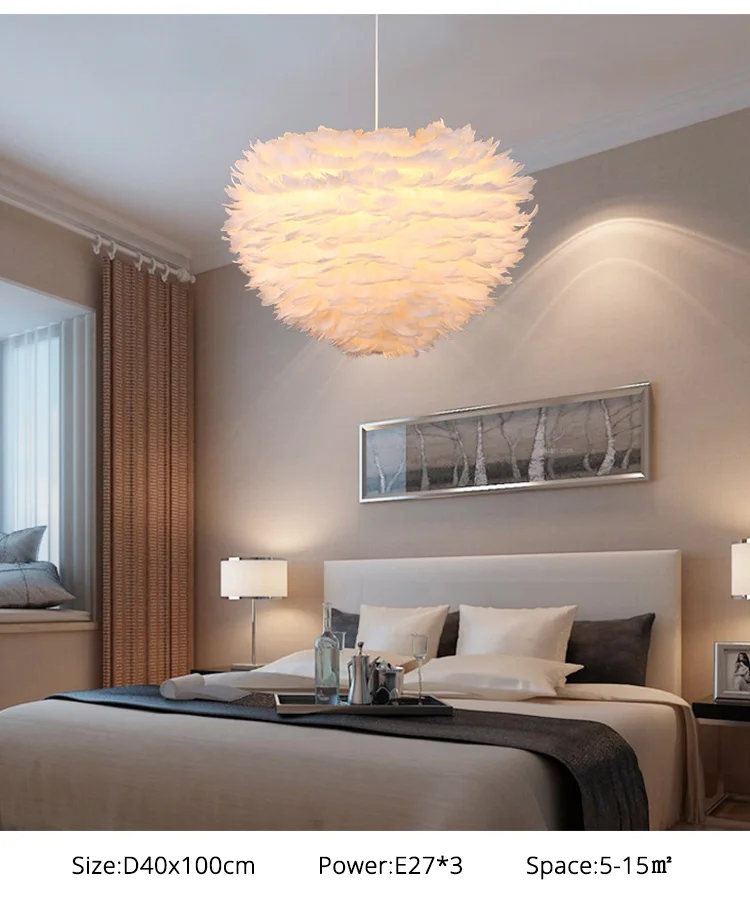 Modern Led Ceiling Chandeliers Lights For Living Bedroom Dining Room white feather Fixtures Home Indoor Lighting Pendant Lamps wood chandelier