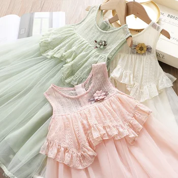 

5229 Ruffles Embroidery Princess Baby Girl Dress 2020 Summer Party Wedding Easter Day Kid Dress For Girl Wholesale Child Clothes