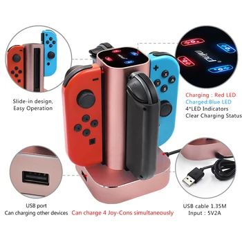 

Nintend Switch 4 in 1 Charging Station joy-cons NS Controller Charger Aluminum Alloy LED Base Charger S