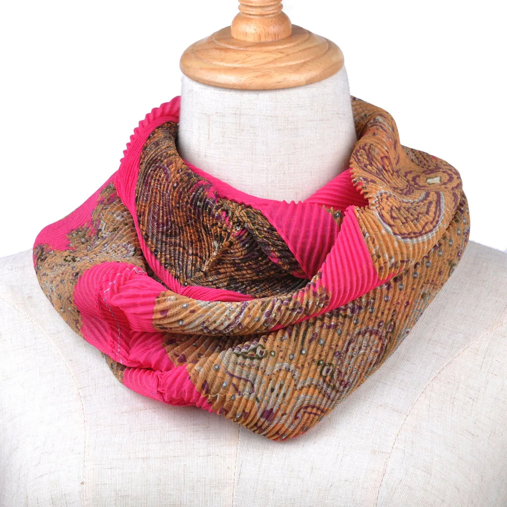 new autumn Winter Women Soft Chiffon Print Convertible Infinity Loop Scarf Scarves Outdoor Ski Climbing Scarf For women#930
