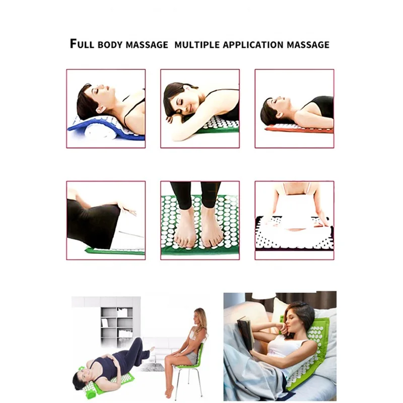 Non-Slip Acupressure Cushion Massage Mat Body Pain Spike Fitness Pilates Exercise Pillow Yoga Mat Gift Bag Applicator kuznetsov
