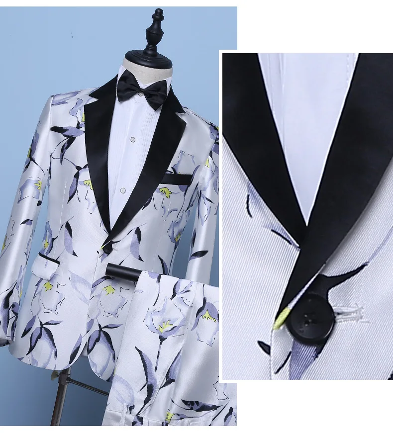 Plyesxale Цветочные Свадебные костюмы для мужчин костюм Homme Mariage последние модели пальто брюки 2 шт мужские вечерние костюмы для выпускного Q870