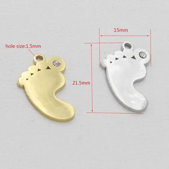 

100% Stainless Steel Baby Foot Charm Pendant For Jewelry Making Blank Metal Tags Mirror Polished Wholesale 20pcs