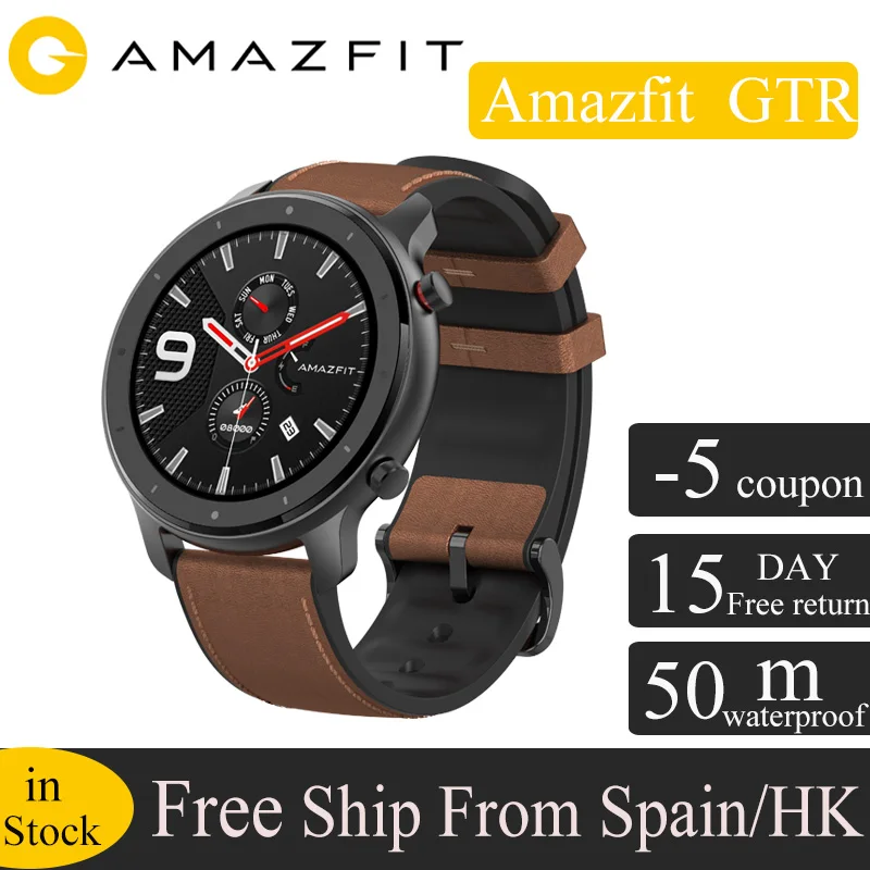 Глобальная версия Huami Amazfit GTR 47 мм gps Смарт часы мужские 5ATM водонепроницаемые Смарт часы 24 дня батарея AMOLED экран 12 спортивный режим