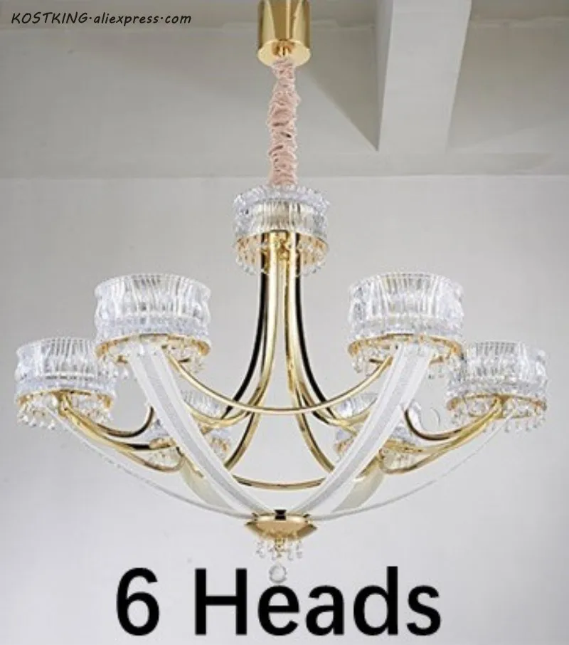 6 heads D89 X H65CM Постсовременный светильник, роскошная люстра, креативный хрустальный светильник, простая Европейская атмосфера, корона, вилла, дизайнерские художественные лампы - Цвет абажура: 6 heads D89 X H65CM