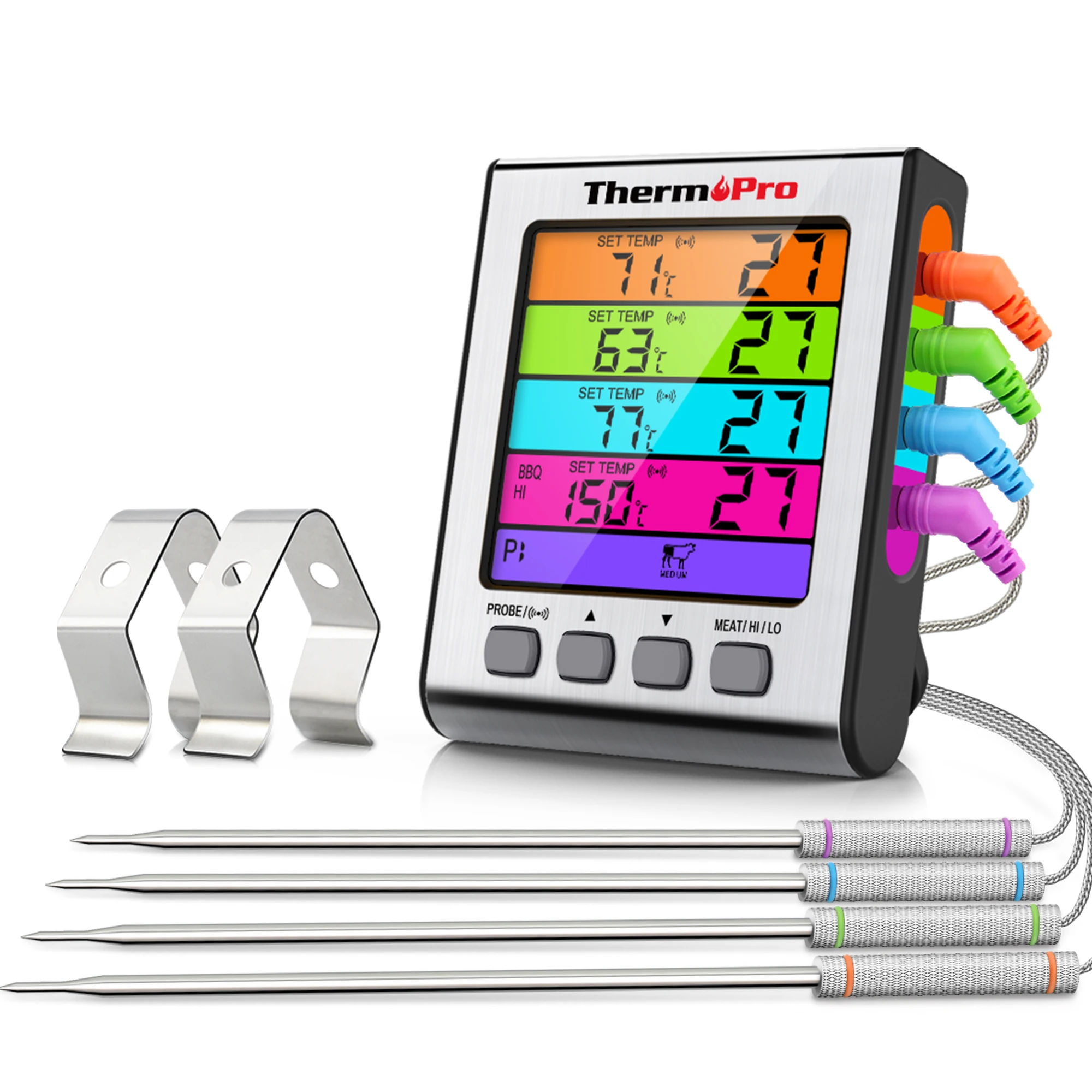 Цифровой термометр ThermoPro TP17H для приготовления пищи кухонный мяса с 4 щупами и