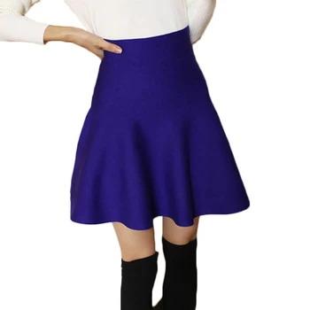 

OHRYIYIE Autumn Winter Women High Waist Knittd Skirts 2019 New Fashion Sun School Skirt Female Blue Green Mini Skirt Saia Faldas