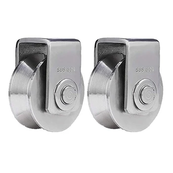 

2Pcs 2 Inch V Type Pulley Roller 304 Stainless Steel Sliding Gate Roller Wheel Bearing for Material Handling and Moving