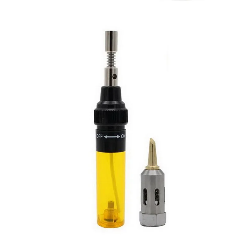 yellow Сварочная ручка 1300 Цельсия бутановый Газовый паяльник сварочная ручка горелка паяльник Газовый паяльник беспроводные бутановые наконечники инструменты - Цвет: yellow