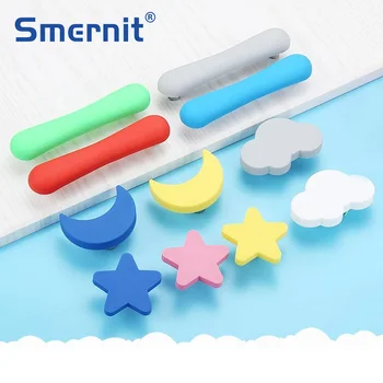 

Children Rubber Door Handles Cute Pink Heart Star Moon Cloud Kitchen Cabinet Knobs and Handles Furniture Handle Drawer Pulls