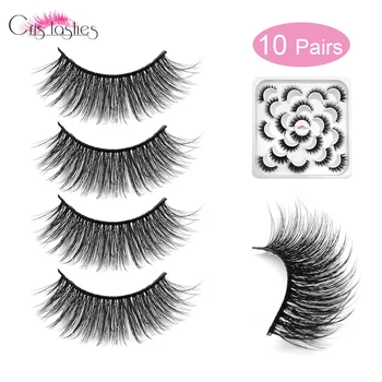 

Crislashes Fake Mink Eyelashes 10 Pairs/Box False Lashes Natural Full Strip Eyelash Extension Dramatic Volume Makeup Wholesale