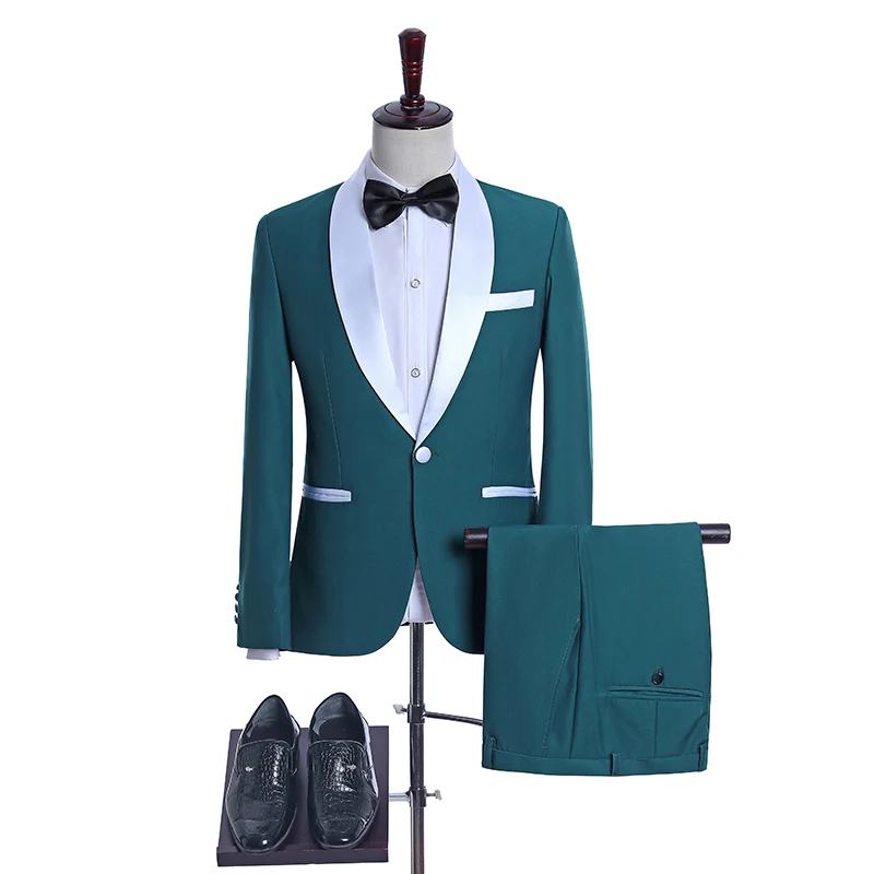 

JELTONEWIN Groom Wedding Suit Dress Green Formal 2 Piece Set Men Suit Tailor Made Smoking Terno Masculino Slim Tuxedo Coat Pant