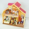 Dollhouse Furniture Kit Pretend Play House Toys DIY Country House Forest Lodge Villa Collocation Animal Family Toy For Girl Gift 2
