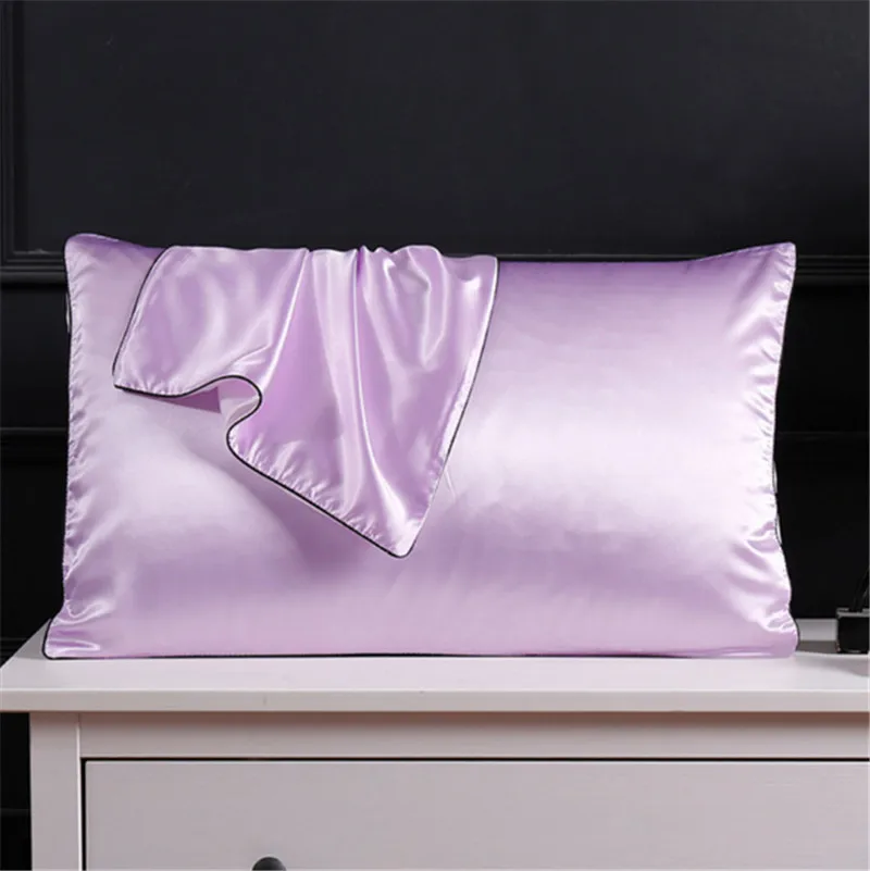 Атласная наволочка для волос и кожи, 2-Pack-queen size(18,9*29 дюймов) подушка - Цвет: Light Purple