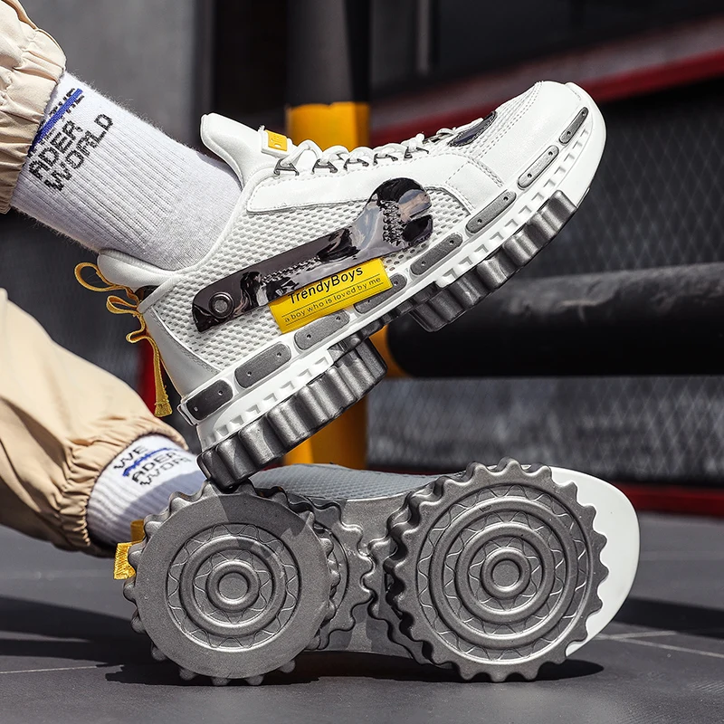 

Casual Shoes Men Breathable Mesh Sneakers Men Outdoor Hip Hop Fashion Big Gear Sole Dancing Lace Up Non-slip chaussure homme