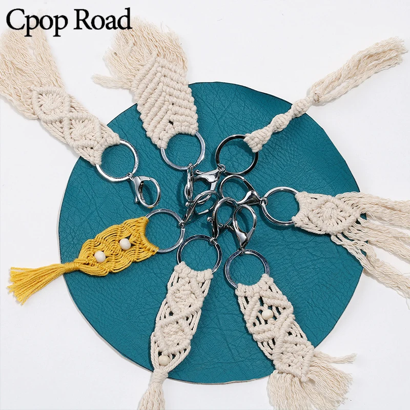 Cpop Boho креативный автомобиль макраме брелки длинные ручной работы переплетения брелок с кистями подарок для женщин друг Прямая Горячая