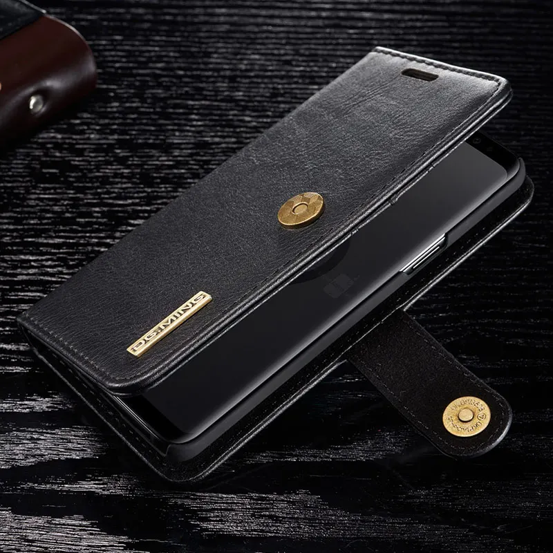 DG Ming роскошный кожаный Магнитный съемный чехол-кошелек для samsung Galaxy S9 S8 S10 Plus Note 10+ 8 9 A6 A7 A8 A9