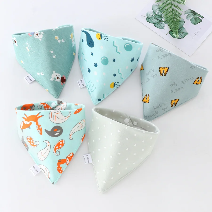 born baby accessories	 5Pcs/lot Newborn bibs Cotton Triangle Double Bandana Bibs Cartoon Print Saliva Towel Baby For Boys & Girls Baby Scarf Gift Silicone Anti-lost Chain Strap Adjustable 