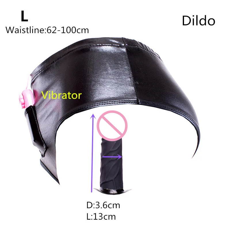 Vibrator-Dildo-L Унисекс Эротические трусики из искусственной кожи с реалистичным фаллоимитатор и Вагинальный Анальный фаллоимитатор штепсельная Вилка для женская мастурбация, сексуальные интимные костюмы - Цвет: Vibrator-Dildo-L