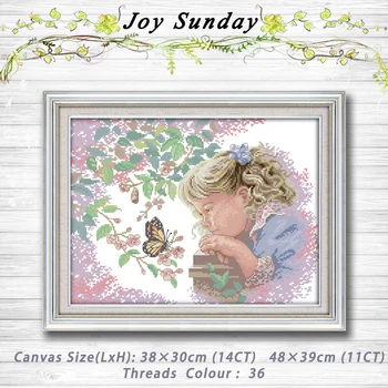 

The little girl with butterfly decor painting dmc 14CT 11CT counted cross stitch kits embroidery set Needlework Set Home decor
