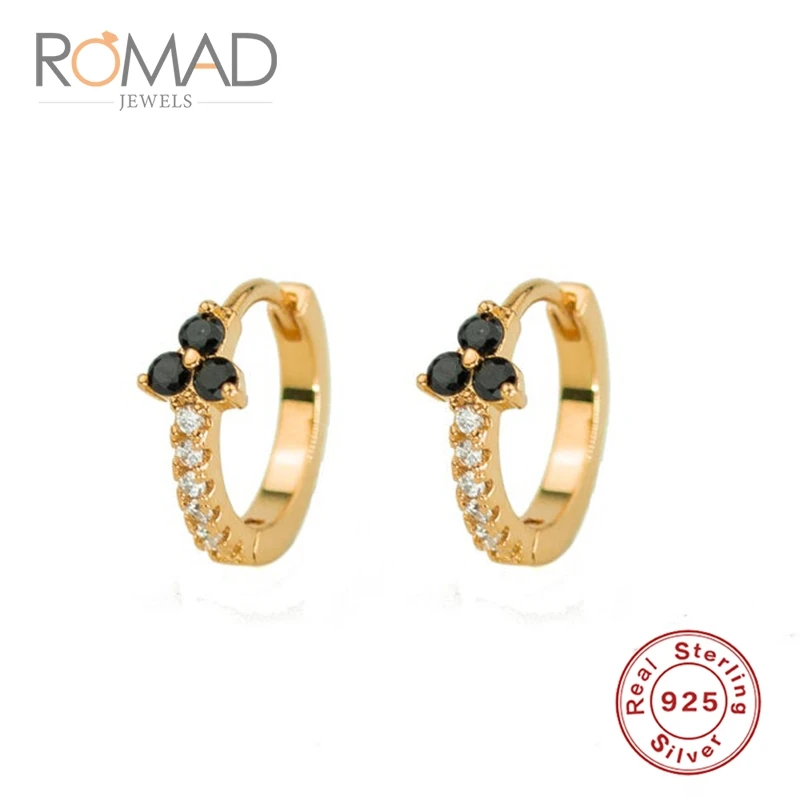 Romad, 925 пробы, серебряные серьги, круглые серьги, винтажные хрустальные серьги-кольца Huggie, женские подарки