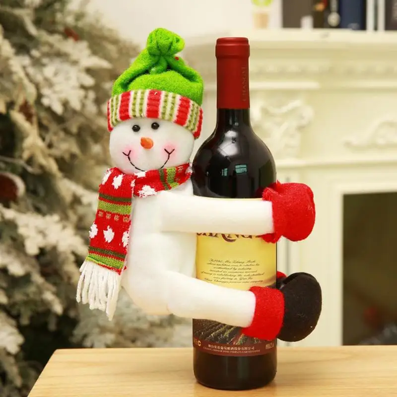 Christmas Decorations Santa Claus Wine Bottle Cover Snowman Gift Holders Xmas Navidad Decor New Year Dinner Party Table Decors
