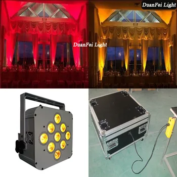 

(Chargeing Flycase) 16lot Indoor led wash wall par light Battery Powered Flat Par RGBWA 9x15w