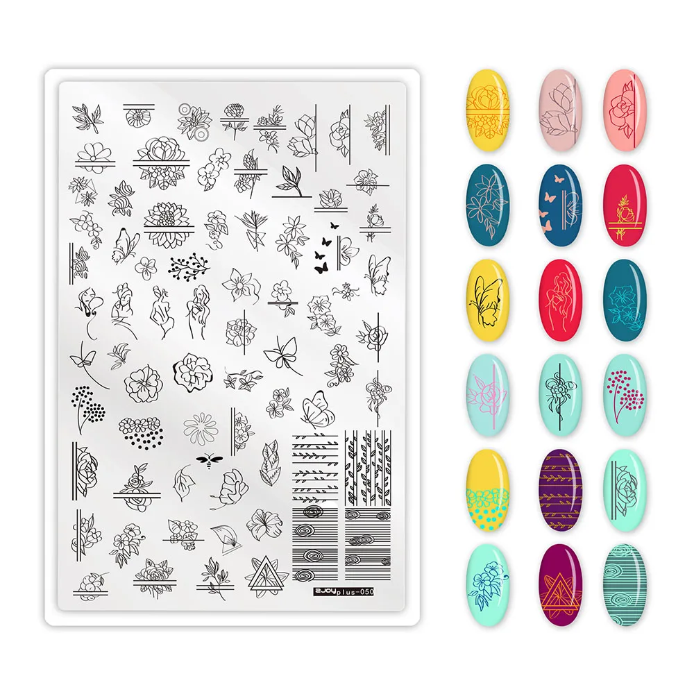 1 шт. пластины для штамповки ногтей из нержавеющей стали прямоугольные шаблоны для ногтей многоузорное изображение Маникюр DIY дизайн ногтей штамп пластина - Цвет: 50