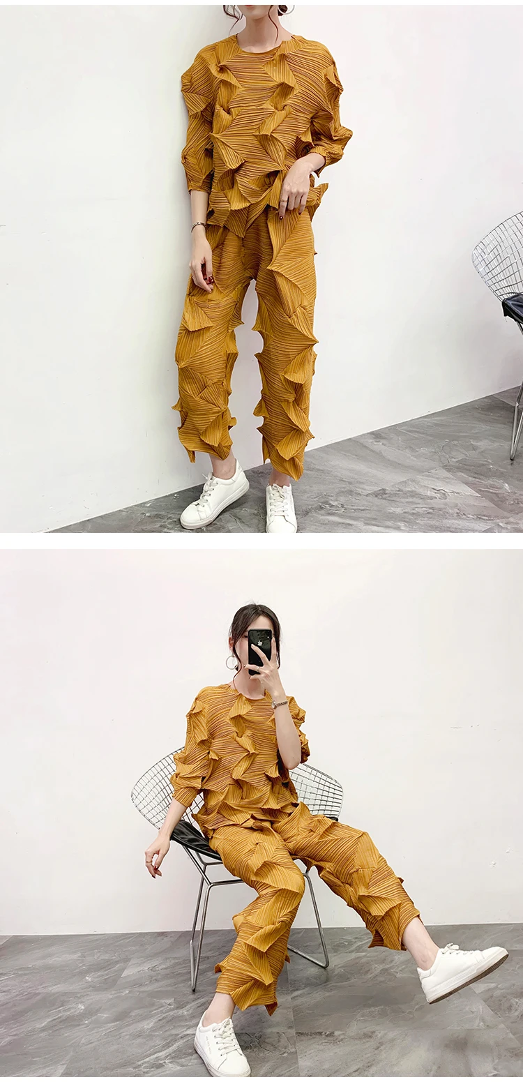 Горячая продажа miyake Твердые Плиссированные повседневные брюки прямые брюки алмазные плиссированные штаны в наличии