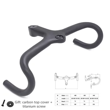 

full Corbon UD Road Bike Handlebar Integrated Carbon Road Bicycle Bar 40 42 44cm carbon handlebar gopro flashlight