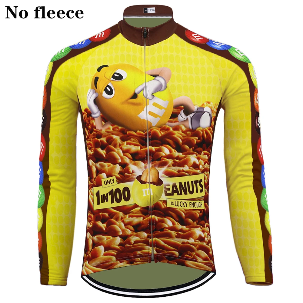 no fleece Hot classic retro cycling jersey Men long sleeve cycling clothing winter fleece and Spring Autumn thin MTB maillot ciclismo ALL - Цвет: no fleece