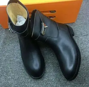 Botines Mujer/Новинка; сезон весна-лето; высокие сапоги; цвет коричневый, серый, бордовый; мягкая натуральная кожа; сапоги до колена; круглый носок; женская обувь на плоской подошве; большие размеры - Цвет: short black