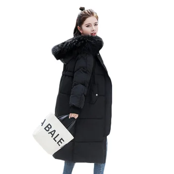 

Winter New Style Down Cotton Coat Women Fur Collar Hooded Long Down Jacket Women's Casual Windproof Thick Cotton Jackets n011