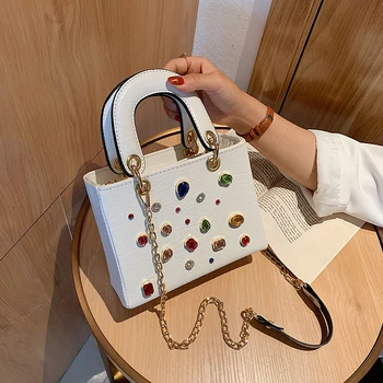 

Summer High Quality Women Purse and Handbags 2020 Fashion Diamond Chain Shoulder Messenger Bags Niche Designer Small Square Bags