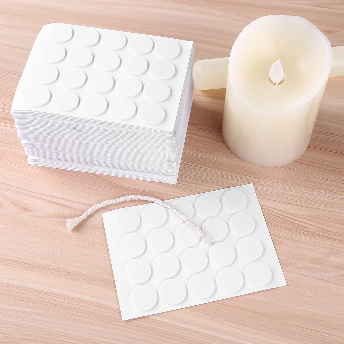 

600/1000Pcs Candle Wick Stickers Heat Resistance Wick Base Fixed Decals Double-Sided Handmade DIY Candle Making Accessories