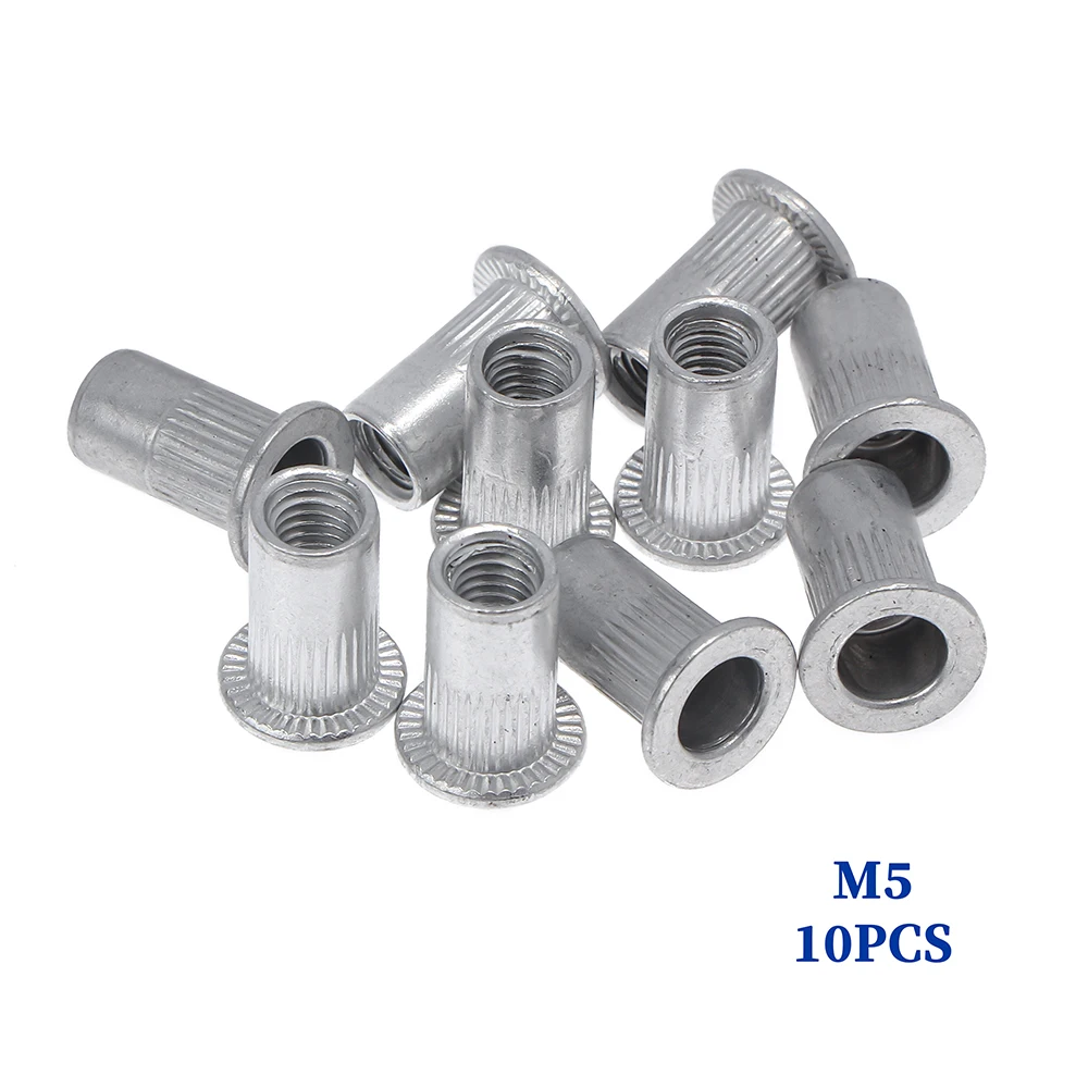 90Pcs M3 M4 M5 M6 M8 M10 Rivet Nut Aluminum Flat Head Rivet Nuts Set Insert Reveting Multi Size Nuts Tool