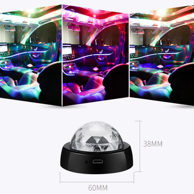 Авто Музыка Звуковой с голосовым управлением led атмосферный свет DJ красочный автомобиль звезда Внутренние огни USB зарядный диск Адсорбция съемная