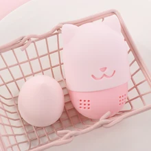 Портативный слоеный и силиконовый косметический спонж коробка держатель набор милый мультяшный котенок порошок держатель спонжа спонж для макияжа яйцо сушки чехол