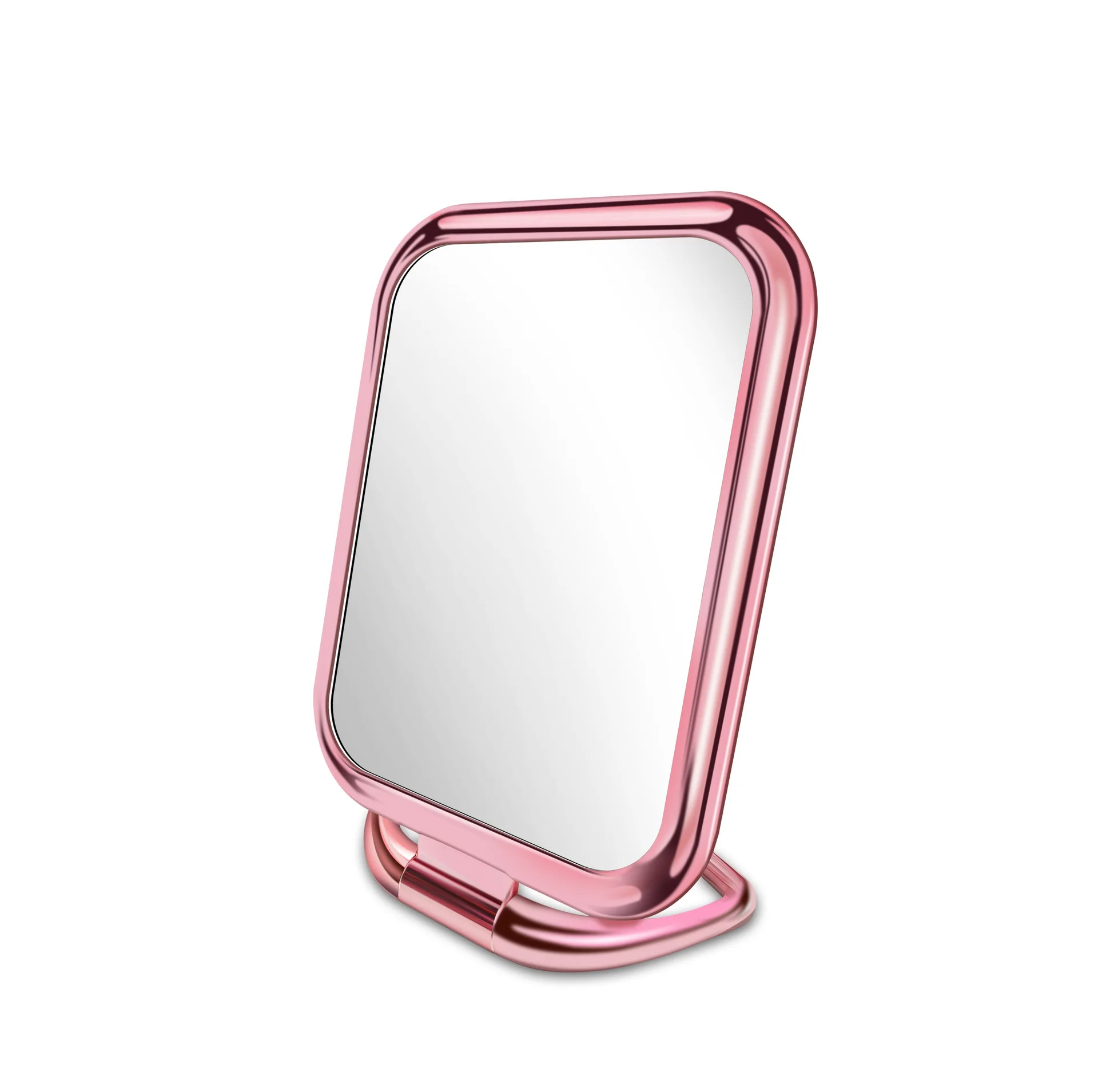 pink square Зеркало для макияжа, косметическое зеркало, складная ручка, для общежития, регулируемая яркая лупа, рассеянный светильник, многофункциональный - Цвет: pink square