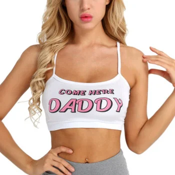 

Women Tank Top Funny Come Here Daddy Vest Halter Short Blouse Crop Tops TY53