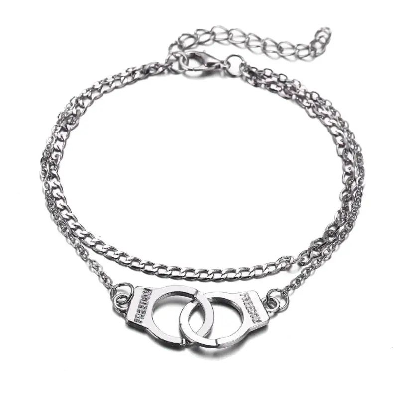 Boho модные пляжные Многослойные двойные ножные браслеты для ног богемные наручники ножной браслет для женщин аксессуары подарок - Окраска металла: Silver