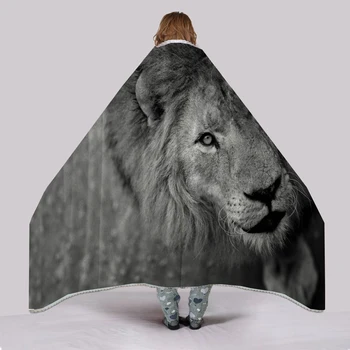 

Lion Nap Blanket 3D Big Lion Green Eyes Printed Black/Gray Fleece Blanket Black Fleece Blanket for Boy Girls Adult 150x200cm