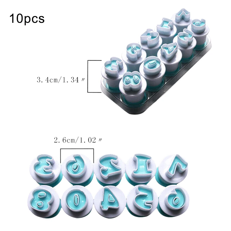 10pcs 10/26 шт. буквы пресс-форма для торта Fondant(сахарная) кондитерский шприц для украшения изделий плунжера Печенье отделочных работ MU8669 - Цвет: 10pcs