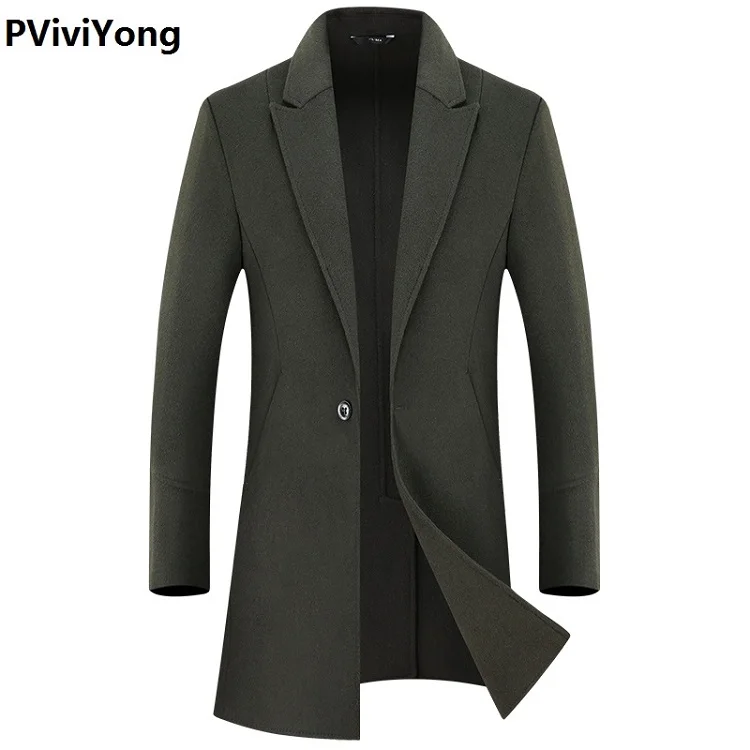 PViviYong Новое поступление осенне-зимний высококачественный шерстяной Тренч для мужчин, мужские двухсторонние шерстяные куртки с отложным воротником мужские SMN-328