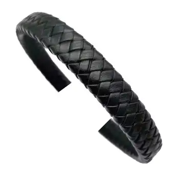

10mm Braided Leather Strap Black,10x6mm Licorice Leather Cord 1 Yard