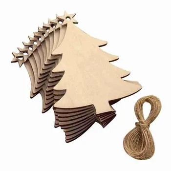 

10pcs Wooden Christmas Tree Ball Decoration Pendant Art Crafts Ornaments Diy Scrapbooking Christmas Tree Blank Decorations Tank