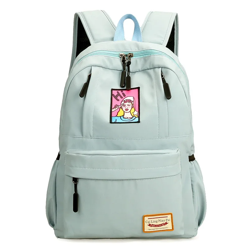 Light blue Рюкзак для девочки подростка модный уличный стильный рюкзак женский Водонепроницаемый Школьный Рюкзак Студенческая сумка для книг рюкзак для путешествий Mochila - Цвет: Light blue