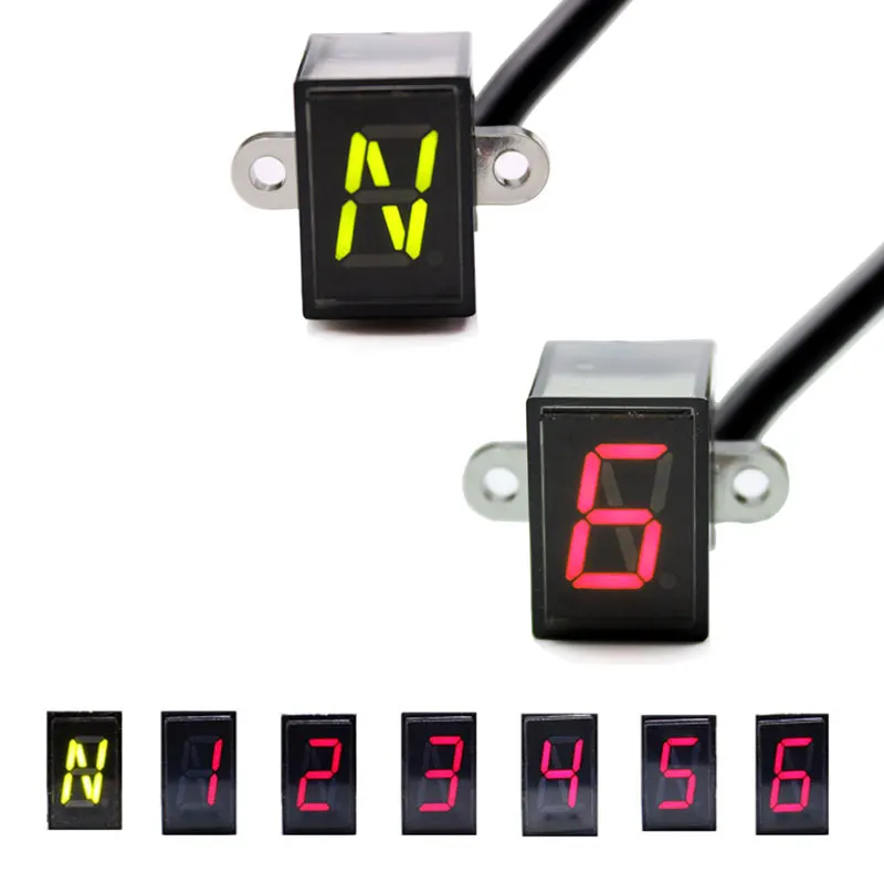 Feardevil 6 Speed Black Motorcycle Digital Display Led Universal Motocross Off-road Moto Light Neutral Gear Indicator Display